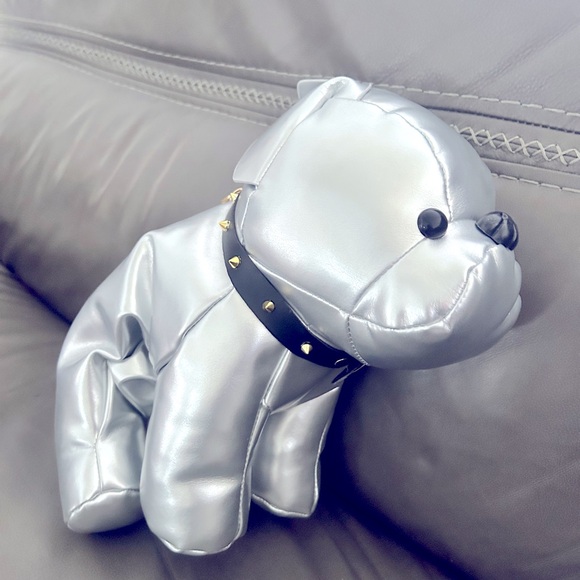 Silver faux leather Dog Women’s Handbag Sz M - Picture 6 of 6